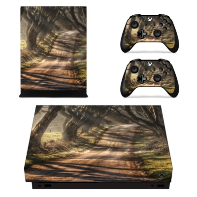 Dark Hedges decal skin for Xbox one X Console and 2 Controllers