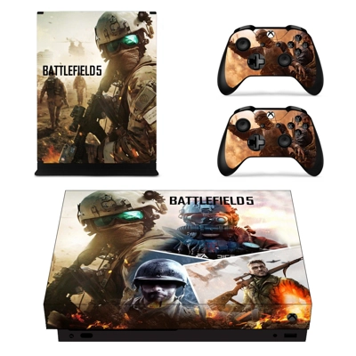 Battlefield 5 decal skin for Xbox one X Console and 2 Controllers