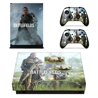 Battlefield 5 decal skin for Xbox one X Console and 2 Controllers