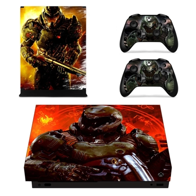 Doom 4 decal skin for Xbox one X Console and 2 Controllers Doom 4 decal skin for Xbox one X Console and 2 Controllers