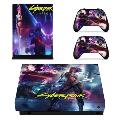 Cyberpunk 2077 decal skin for Xbox one X Console and 2 Controllers