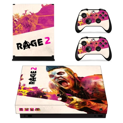 Rage 2 decal skin for Xbox one X Console and 2 Controllers Rage 2 decal skin for Xbox one X Console and 2 Controllers