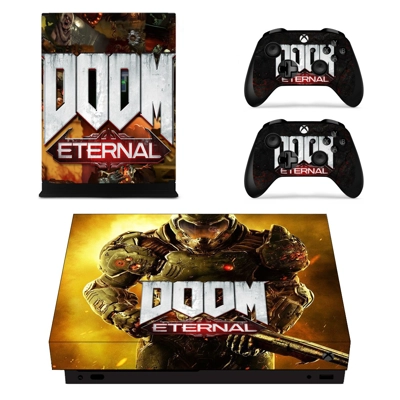 Doom Eternal decal skin for Xbox one X Console and 2 Controllers