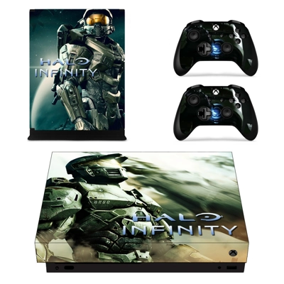 Halo Infinity decal skin for Xbox one X Console and 2 Controllers