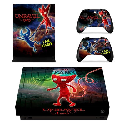Unravel Two decal skin for Xbox one X Console and 2 Controllers