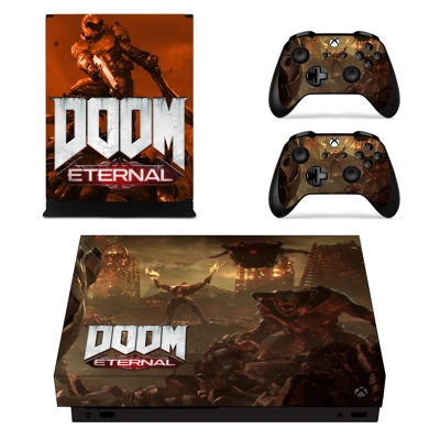 Doom Eternal decal skin for Xbox one X Console and 2 Controllers