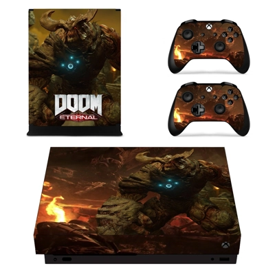 Doom Eternal decal skin for Xbox one X Console and 2 Controllers