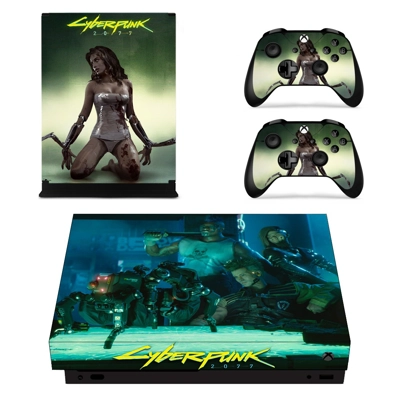 Cyberpunk 2077 decal skin for Xbox one X Console and 2 Controllers
