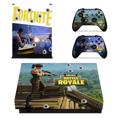 Fortnite battle royale decal skin for Xbox one X Console and 2 Controllers