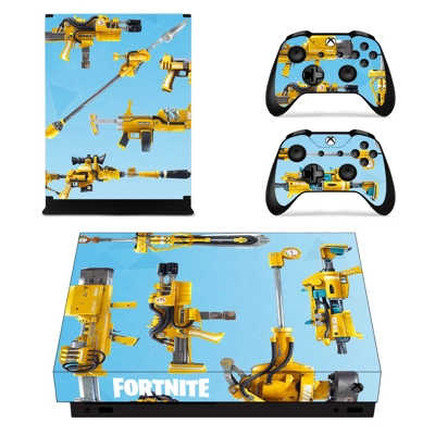 Fortnite Guns decal skin for Xbox one X Console and 2 Controllers