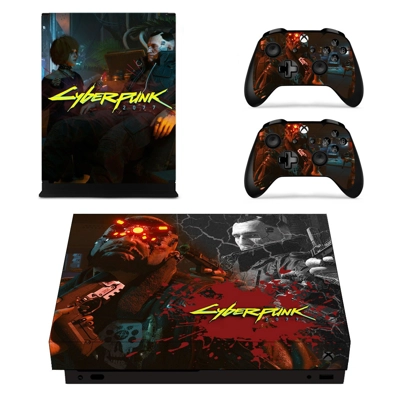 Cyberpunk decal skin for Xbox one X Console and 2 Controllers