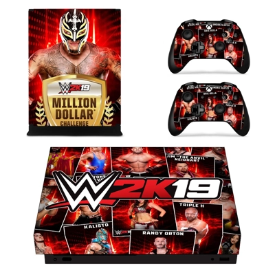 WWE 2K19 decal skin for Xbox one X Console and 2 Controllers