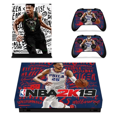 NBA 2K19 decal skin for Xbox one X Console and 2 Controllers NBA 2K19 decal skin for Xbox one X Console and 2 Controllers