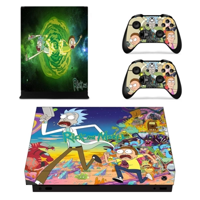 Rick and Morty decal skin for Xbox one X Console and 2 Controllers
