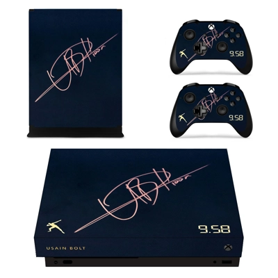 Usain Bolt decal skin for Xbox one X Console and 2 Control.. Usain Bolt decal skin for Xbox one X Console and 2 Control..