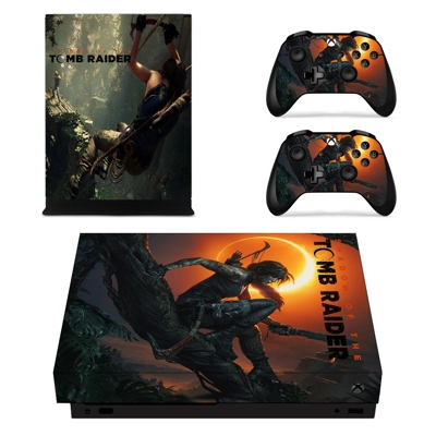 Shadow of the tomb raider decal skin for Xbox one X Console and 2 Controllers