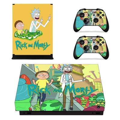Rick and Morty decal skin for Xbox one X Console and 2 Controllers