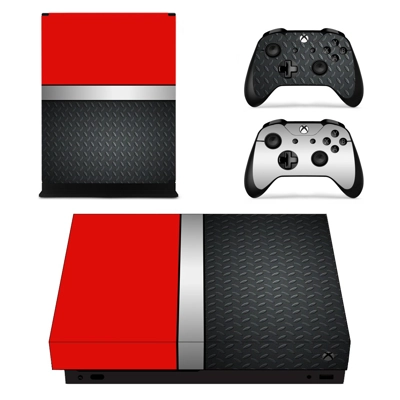 Metal floor decal skin for Xbox one X Console and 2 Controllers