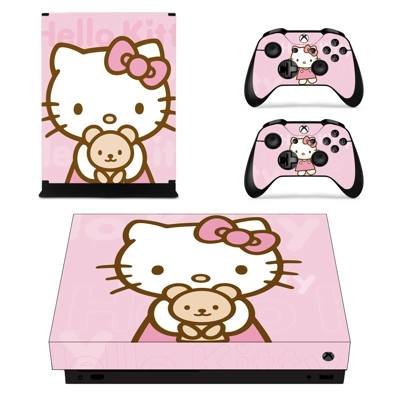 Hello Kitty decal skin for Xbox one X Console and 2 Controllers