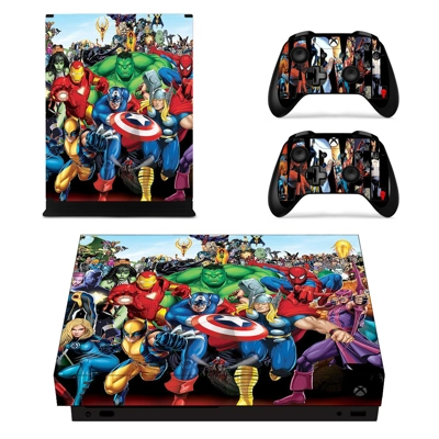 Super Heroes decal skin for Xbox one X Console and 2 Controllers