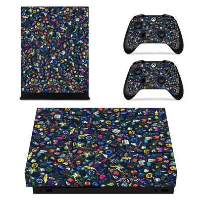 Sticker bomb decal skin for Xbox one X Console and 2 Controllers
