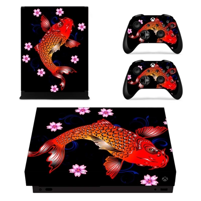 Floral fish decal skin for Xbox one X Console and 2 Controllers