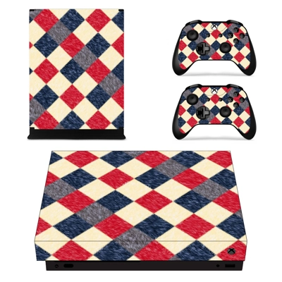 Square tiles decal skin for Xbox one X Console and 2 Controllers