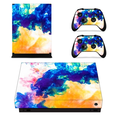 Colors flames decal skin for Xbox one X Console and 2 Controllers
