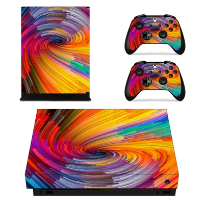 Spiral pattern decal skin for Xbox one X Console and 2 Controllers