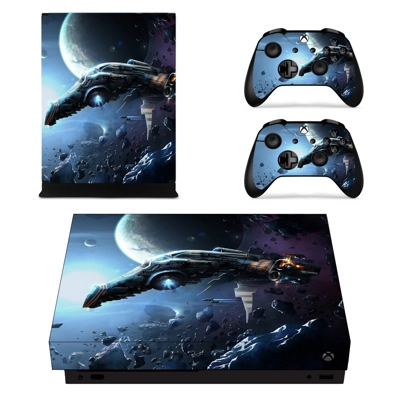 Tech wallpaper decal skin for Xbox one X Console and 2 Controllers
