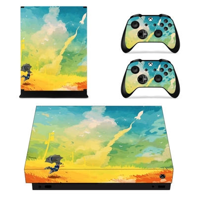 Painted Scene decal skin for Xbox one X Console and 2 Cont.. Painted Scene decal skin for Xbox one X Console and 2 Cont..