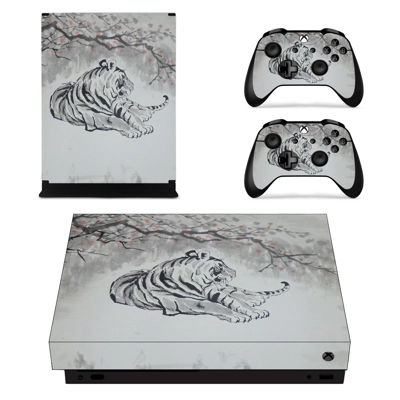 Tiger Clipart decal skin for Xbox one X Console and 2 Controllers