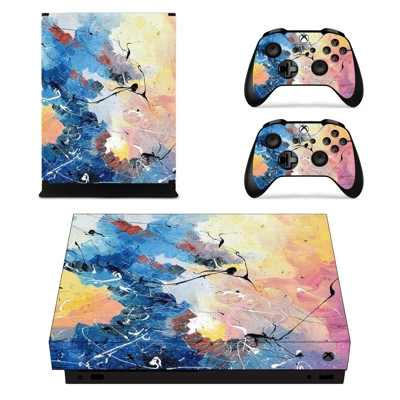 Painted Clipart decal skin for Xbox one X Console and 2 Controllers