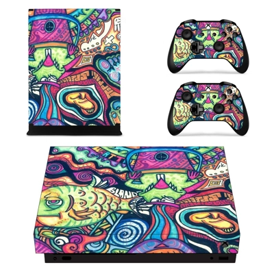 Hippie wallpaper decal skin for Xbox one X Console and 2 Controllers