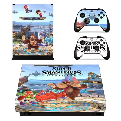 Super Smash Bros decal skin for Xbox one X Console and 2 Controllers