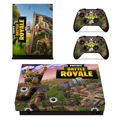 Fortnite battle royale decal skin for Xbox one X Console and 2 Controllers