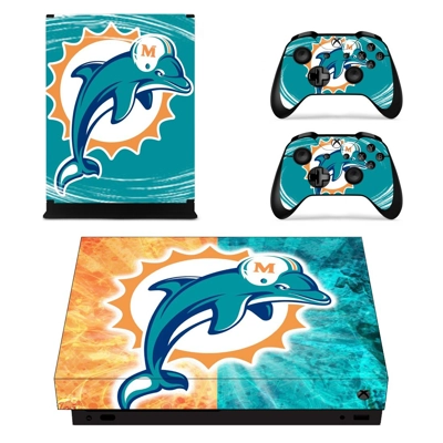 Miami dolphins decal skin for Xbox one X Console and 2 Con.. Miami dolphins decal skin for Xbox one X Console and 2 Con..