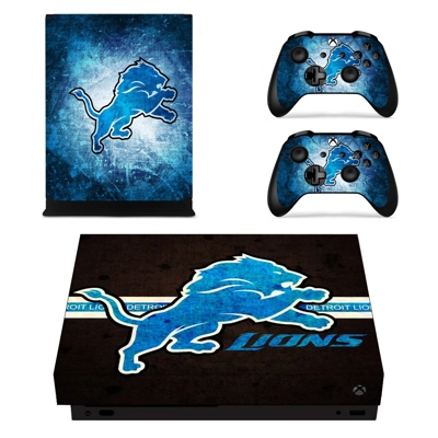 Detroit lions decal skin for Xbox one X Console and 2 Controllers