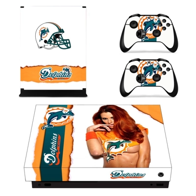 Miami dolphins decal skin for Xbox one X Console and 2 Controllers