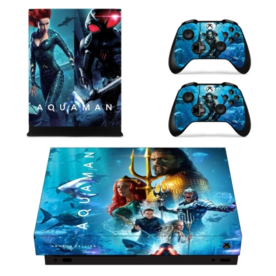 AquaMan decal skin for Xbox one X Console and 2 Controllers AquaMan decal skin for Xbox one X Console and 2 Controllers