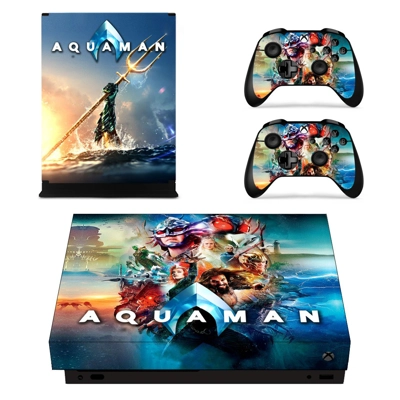 AquaMan decal skin for Xbox one X Console and 2 Controllers AquaMan decal skin for Xbox one X Console and 2 Controllers