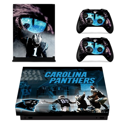 Carolina Panthers decal skin for Xbox one X Console and 2 .. Carolina Panthers decal skin for Xbox one X Console and 2 ..