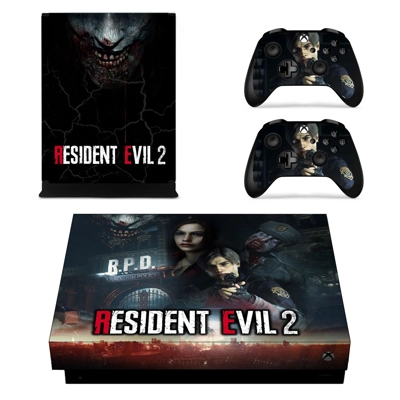 Resident Evil 2 decal skin for Xbox one X Console and 2 Controllers