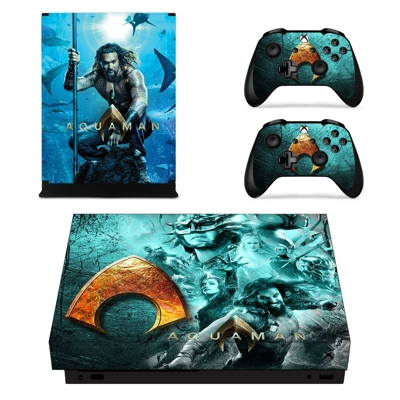 AquaMan decal skin for Xbox one X Console and 2 Controllers AquaMan decal skin for Xbox one X Console and 2 Controllers