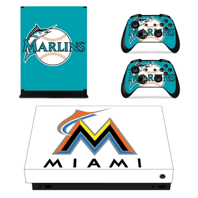 Miami Marlins decal skin for Xbox one X Console and 2 Cont.. Miami Marlins decal skin for Xbox one X Console and 2 Cont..