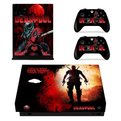 Deadpool decal skin for Xbox one X Console and 2 Controllers Deadpool decal skin for Xbox one X Console and 2 Controllers