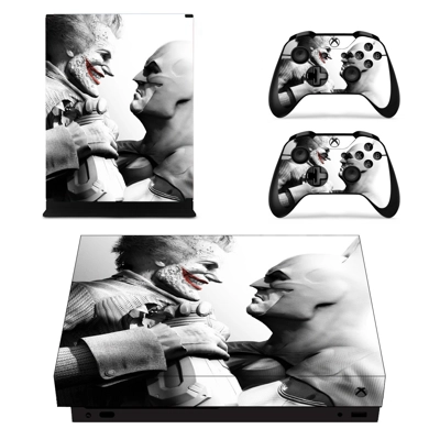 Batman and Joker decal skin for Xbox one X Console and 2 Controllers