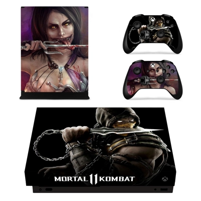 Mortal Kombat 11 decal skin for Xbox one X Console and 2 Controllers