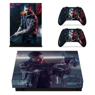 Cyberpunk 2077 decal skin for Xbox one X Console and 2 Controllers