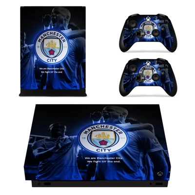 Manchester City decal skin for Xbox one X Console and 2 Co..
